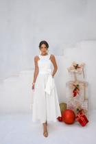 Vestido Feminino Midi Tricoline Acinturado com Bolso e Costas Abertas Vestido Feminino Midi Tricoline Acinturado com Bolso e Costas Abertas