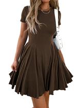 Vestido feminino Mieazom Summer Fit and Flare Swing Flowy Coffee Vestido feminino Mieazom Summer Fit and Flare Swing Flowy Coffee
