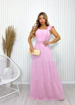 Vestido feminino moda evangélica longa ótimo na cor rosa no tamanho G - Lebela