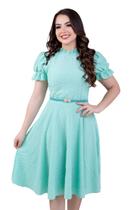 Vestido Feminino Moda Evangelica Modesta Malha Lese Azul Cor:VerdeTamanho:M Vestido Feminino Moda Evangelica Modesta Malha Lese Azul Cor:VerdeTamanho:M