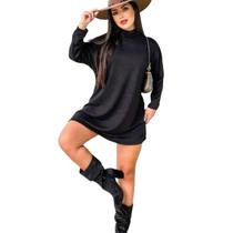 Vestido Feminino Moda Inverno Curto Plus Size Poncho Gola Alta