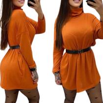 Vestido Feminino Moda Inverno Curto Plus Size Poncho Gola Alta