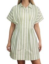 Vestido feminino MSBESYOR, manga curta, estampa listrada de verão Vestido feminino MSBESYOR, manga curta, estampa listrada de verão