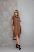 Vestido Feminino Mullet Manga Curta Estampa Animal Print Vestido Feminino Casual Plus Size Com Bolso