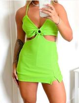 Vestido feminino na cor verde neon , contém short por baixo . TAM g - Lorena modas