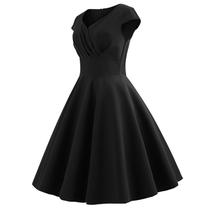 Vestido feminino NarhBrg vintage dos anos 50 com decote em V e manga curta