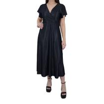 Vestido Feminino Olho Fatal Acetinado Midi Preto - 601374