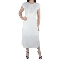 Vestido Feminino Olho Fatal Midi Acetinado Branco Off 60188