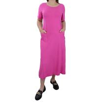 Vestido Feminino Olho Fatal Midi Viscose Fucsia - 6013