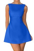 Vestido feminino OWIN, sem mangas, mini bodycon, azul royal, M