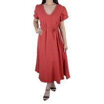 Vestido Feminino Parado no Ar Midi Plus Size Coral - 8507
