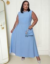 Vestido Feminino Plus Size Casual Com Detalhes Na Cintura