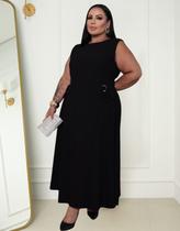 Vestido Feminino Plus Size Casual Com Detalhes Na Cintura