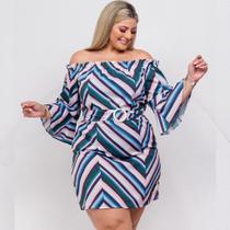 Vestido Feminino Plus Size Ciganinha Estampado de Fivela