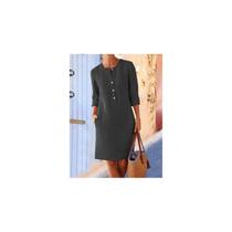 Vestido feminino plus size de manga comprida preto