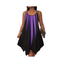 Vestido feminino plus size elegante estilo boêmio com alça dupla e estampa gradiente