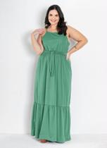 Vestido Feminino Plus Size Longo Alcinha Com Babado