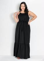 Vestido Feminino Plus Size Longo Alcinha Com Babado