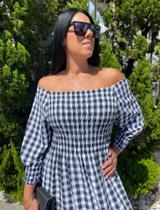 Vestido feminino plus size longo xadrez com manga comprida festa junina inverno gestante Vestido feminino plus size longo xadrez com manga comprida festa junina inverno gestante