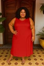 Vestido feminino plus size midi casual fenda unilateral malha algodão moda evangelica Vestido feminino plus size midi casual fenda unilateral malha algodão moda evangelica