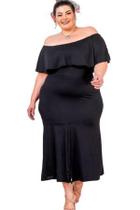 Vestido Feminino Plus Size Midi Ombro a Ombro Roupas 2025