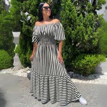 Vestido Feminino Plus Size Sem Alça Com Manga Godê Confortável E Sofisticado