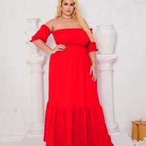 Vestido feminino plus size vermelho longo babado ajustável manga princesa festa natal Vestido feminino plus size vermelho longo babado ajustável manga princesa festa natal