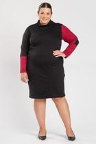 Vestido Feminino Plus Size Viscose com Elastano Detalhes Mangas - Serena