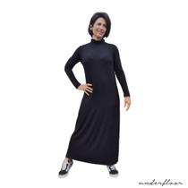 Vestido feminino preto midi longo manga longa gola alta boho outono inverno estilo casual elegante Vestido feminino preto midi longo manga longa gola alta boho outono inverno estilo casual elegante