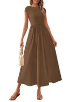 Vestido feminino PRETTYGARDEN 2025, casual de verão, Maxi Dark Coffee