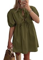 Vestido feminino PRETTYGARDEN 2025 de manga curta de verão em linha A