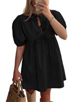 Vestido feminino PRETTYGARDEN 2025, de manga curta, preto