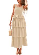 Vestido feminino PRETTYGARDEN 2025, sem mangas, midi, damasco