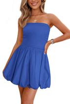 Vestido feminino PRETTYGARDEN Bubble Mini 2025 azul de verão S