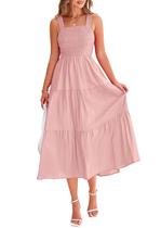 Vestido feminino PRETTYGARDEN com blusa midi de verão rosa tamanho S Vestido feminino PRETTYGARDEN com blusa midi de verão rosa tamanho S