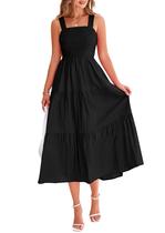 Vestido feminino PRETTYGARDEN com blusa midi, verão, preto, tamanho GG