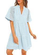 Vestido feminino PRETTYGARDEN de manga curta com decote em V A Line 2025