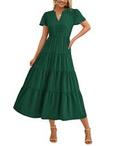 Vestido feminino PRETTYGARDEN, de verão, casual, com decote em V e bolsos