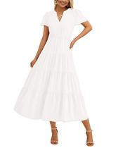 Vestido feminino PRETTYGARDEN de verão de manga curta com decote em V