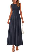 Vestido feminino PRETTYGARDEN, primavera, sem mangas, Aline Maxi Navy