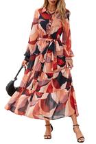 Vestido feminino PRETTYGARDEN Spring Maxi de manga comprida com botões Vestido feminino PRETTYGARDEN Spring Maxi de manga comprida com botões