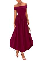Vestido feminino PRETTYGARDEN Summer Off Shoulder A Line vermelho vinho