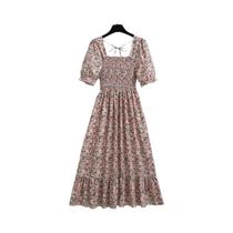 Vestido Feminino Primavera/Verão - Chiffon, Linha A, Cintura Elástica e Manga Curta