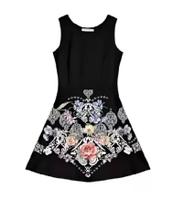 Vestido feminino regata curto estampa sublimada saia rodada