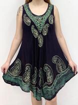 Vestido Feminino Regata Trapézio Plus Size Batik Bordado 52