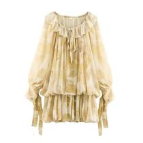 Vestido Feminino Retro Estampado Primavera 2025 Elegante Relaxado Mini Festa Chique Confortável