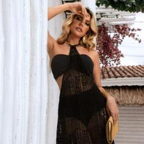 Vestido Feminino Saída Praia Renda Com Biquini sem alça