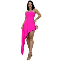 Vestido Feminino sem alça Ponta Assimétrico Bico Duna