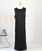 Vestido feminino sem mangas de cetim, Abaya básica, roupa islâmica, longo casual, verão