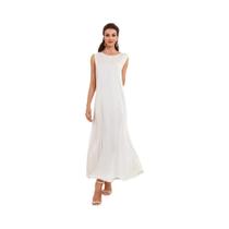 Vestido feminino sem mangas de cetim, Abaya básica, roupa islâmica, longo casual, verão Vestido feminino sem mangas de cetim, Abaya básica, roupa islâmica, longo casual, verão